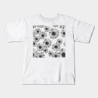 Watercolor Sunflowers Pattern - Black Background Kids T-Shirt